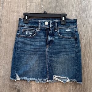 American Eagle Outfitters Distressed Blue Mini Skirt